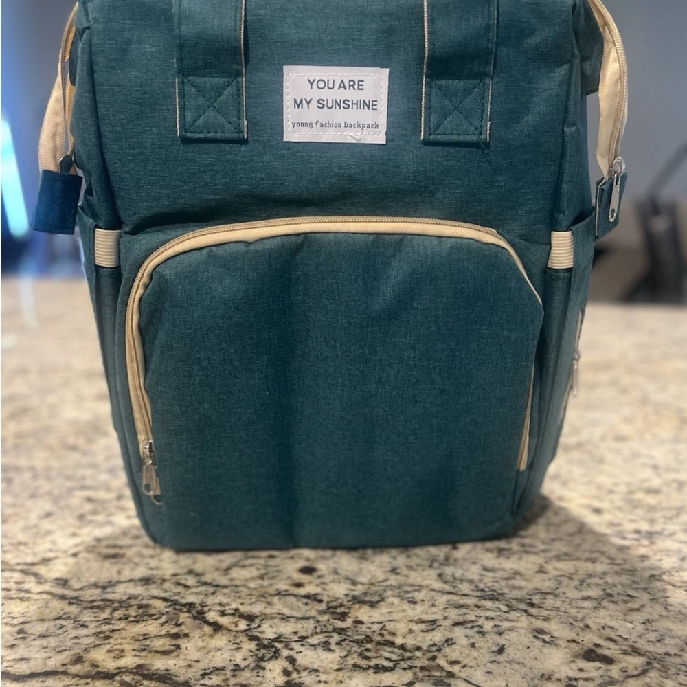 Teal Diaper Bag/Backpack with Cream Accents